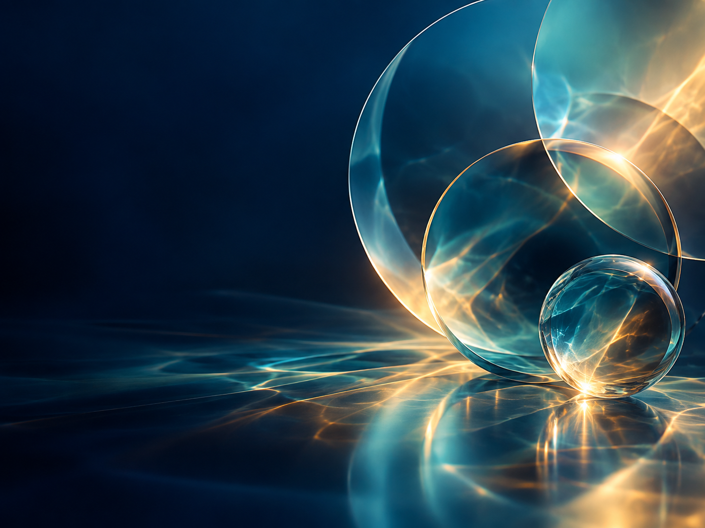 Luminous overlapping glass forms symbolizing clarity and connection